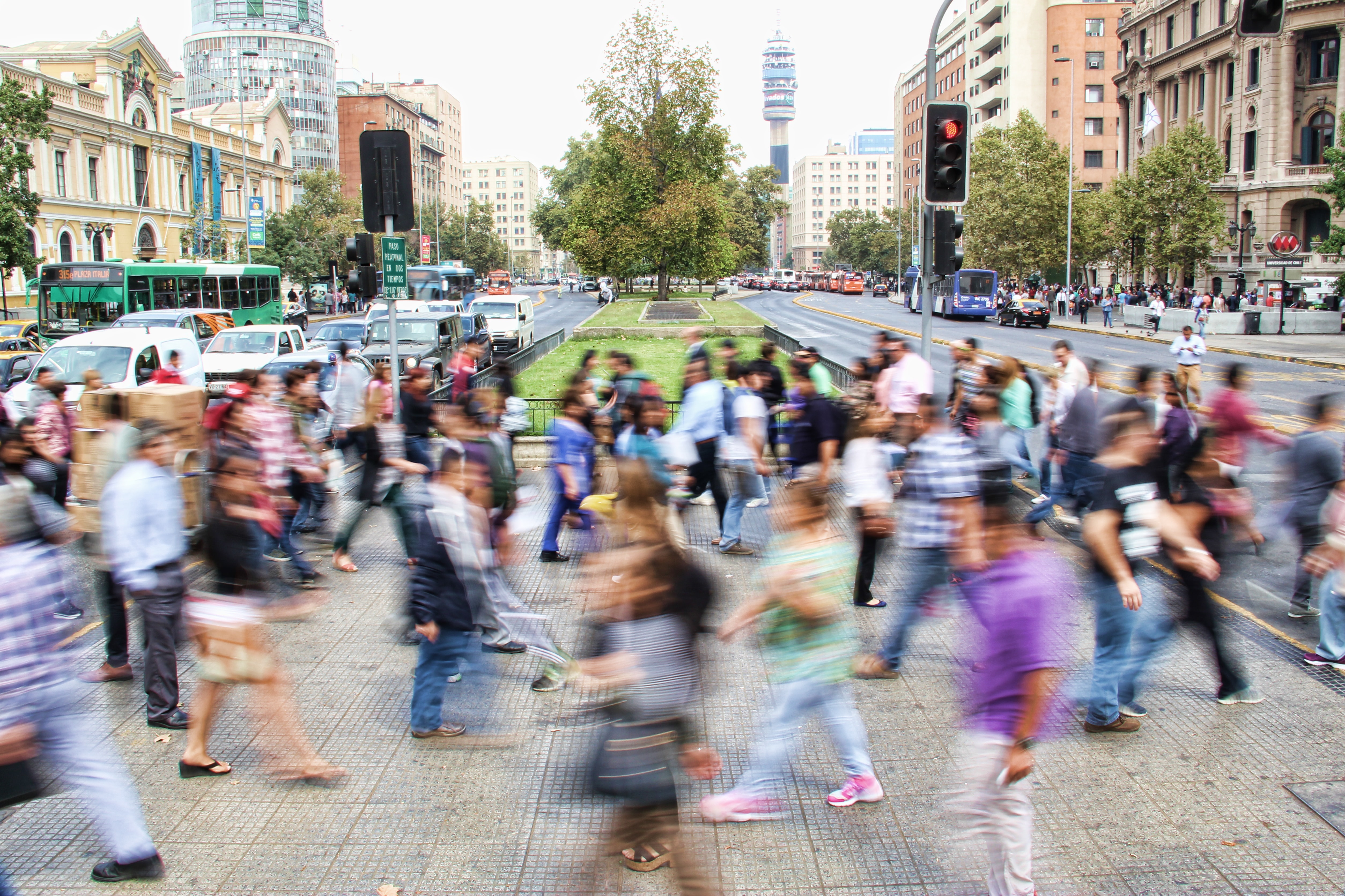 Crowd crossing the street