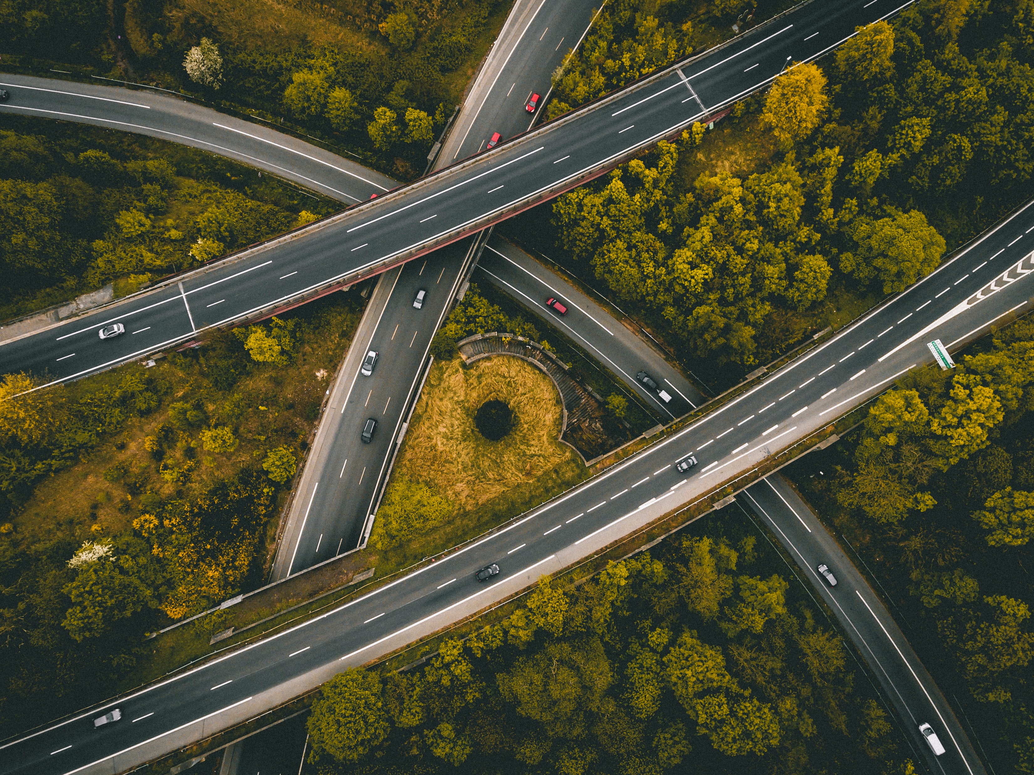 An image of streets crossing seen from above