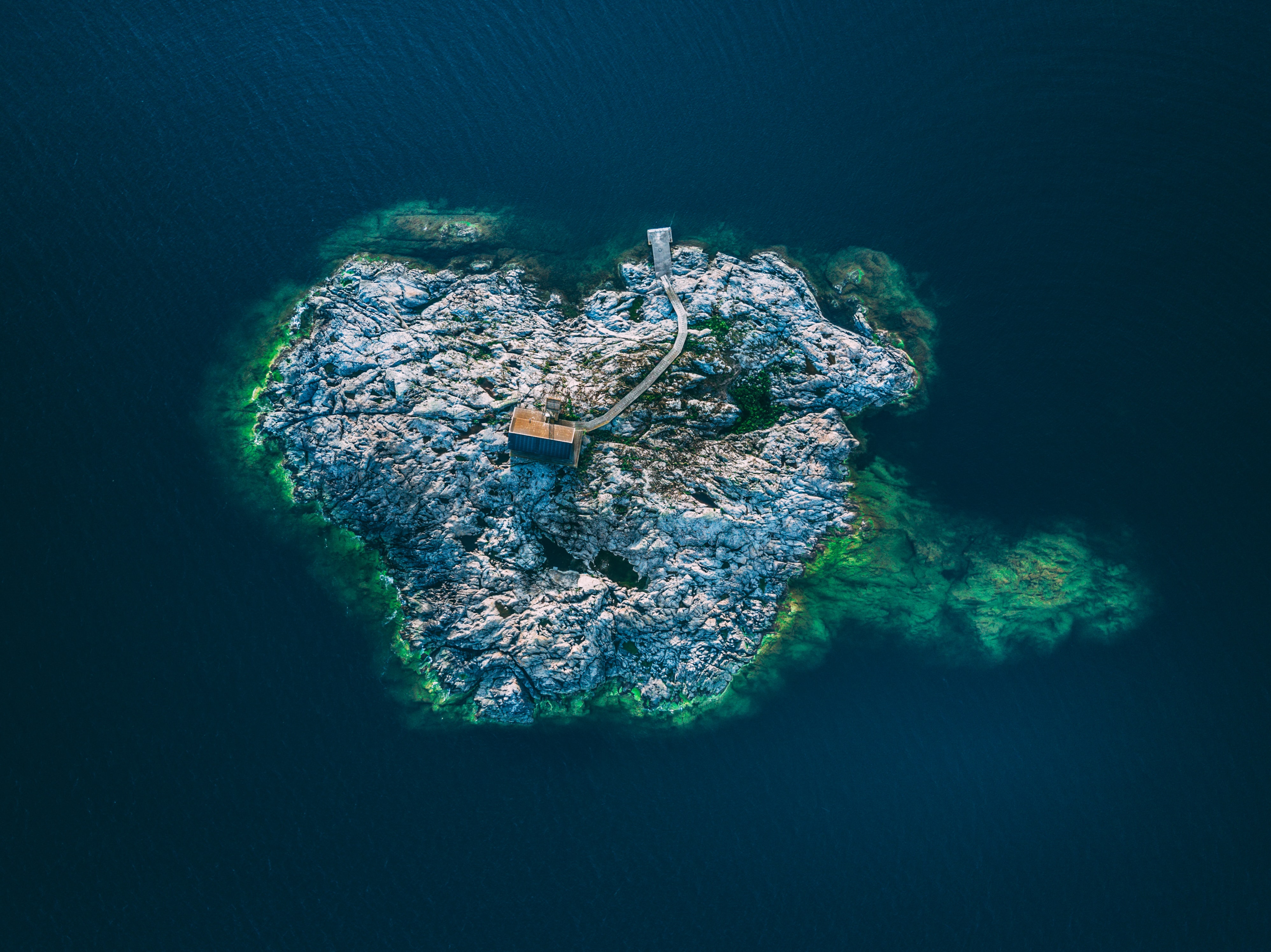 A rocky island seen from above