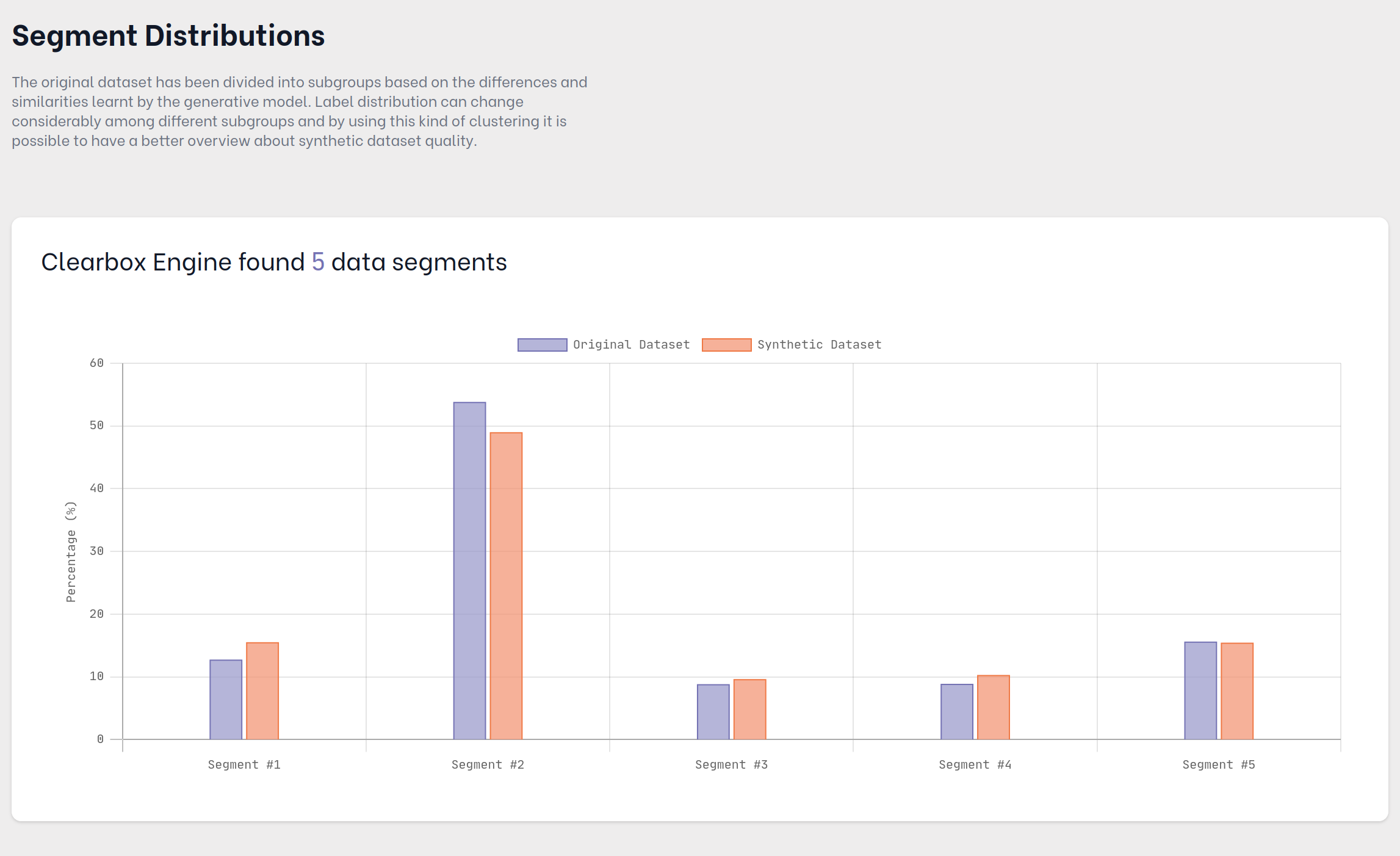 Synthetic data report segments