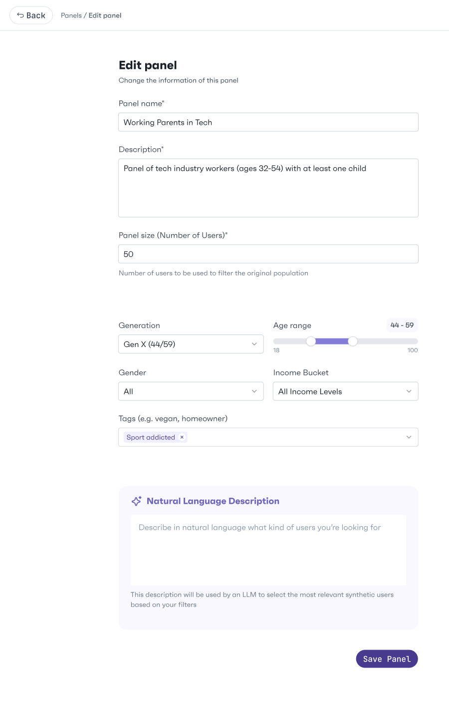 Define panel/audience